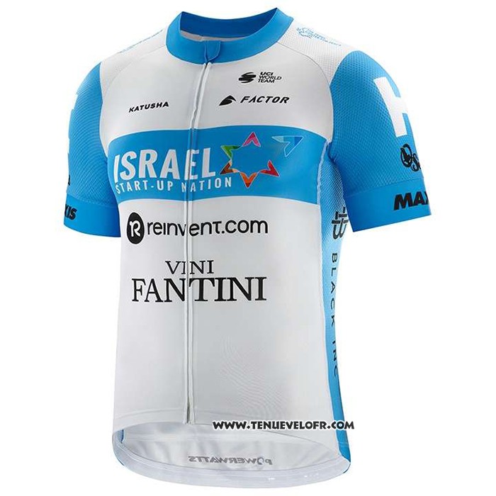 2020 Maillot Ciclismo Israel Cycling Academy Bleu Clair Blanc Manches Courtes et Cuissard